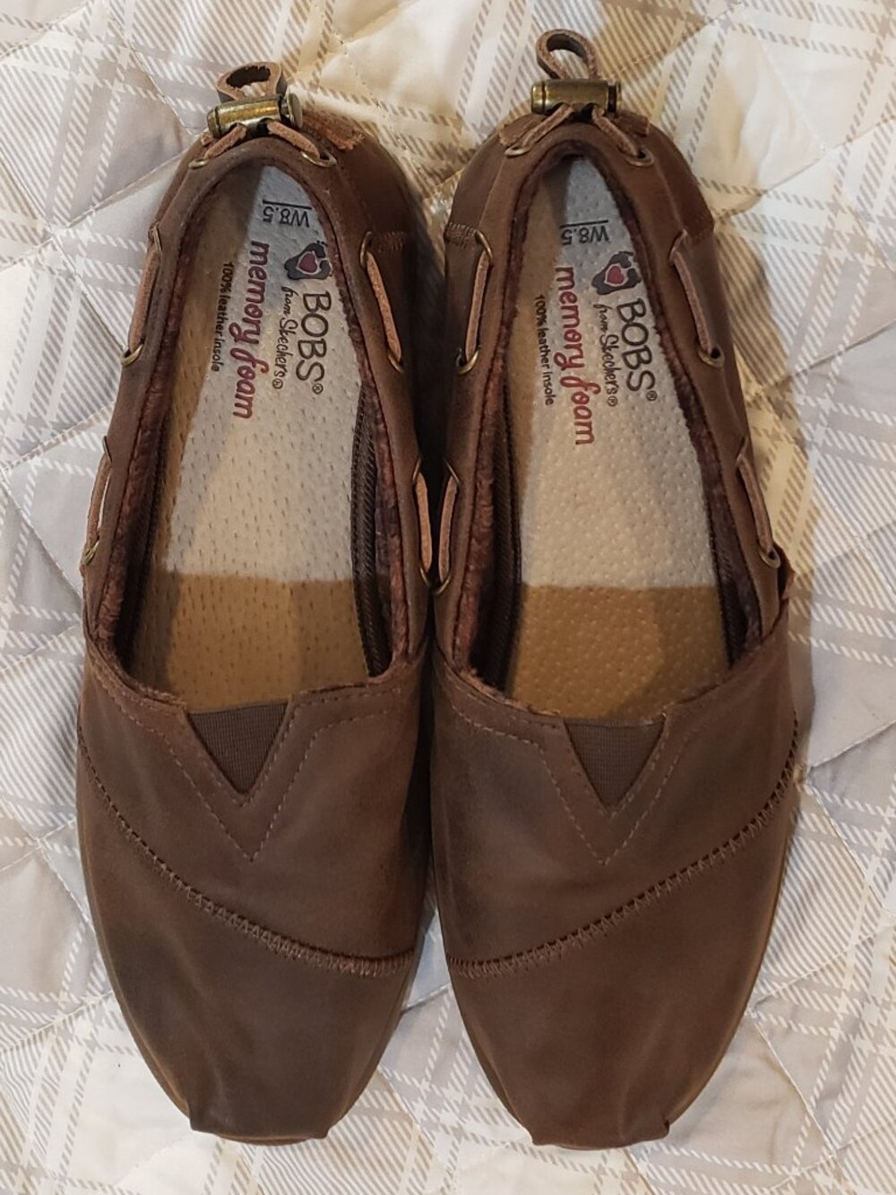 Bobs Skechers Women's Chill Luxe Slip on Brown faux leather Size 8.5